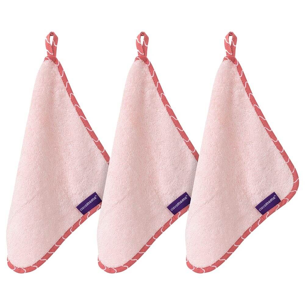 Clevamama Set de 3 prosopele din bambus Roz 3535