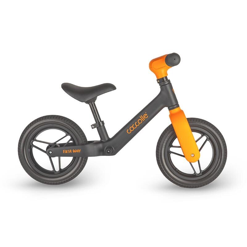 COCCOLLE Bicicleta fara pedale First Way Orange Shadow 2-6 ani Roti 10 inch din PU Ghidon reglabil Greutate admisa 30 kg Sa Reglabila