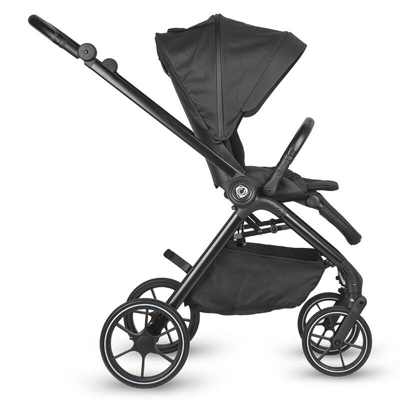 COCCOLLE Carucior modular 2 in 1 Serry Jet Black Suport de picioare reglabil Suspensie Huse pentru picioare Geanta Adaptoare Bara de protectie si maner din piele ecologica Greutate admisa 22 kg
