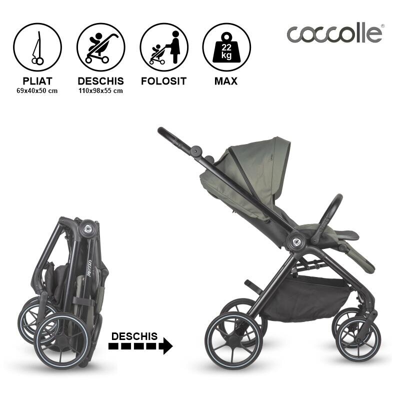 COCCOLLE Carucior modular 2 in 1 Serry Moss Green + Scoica auto iSize Knox Black