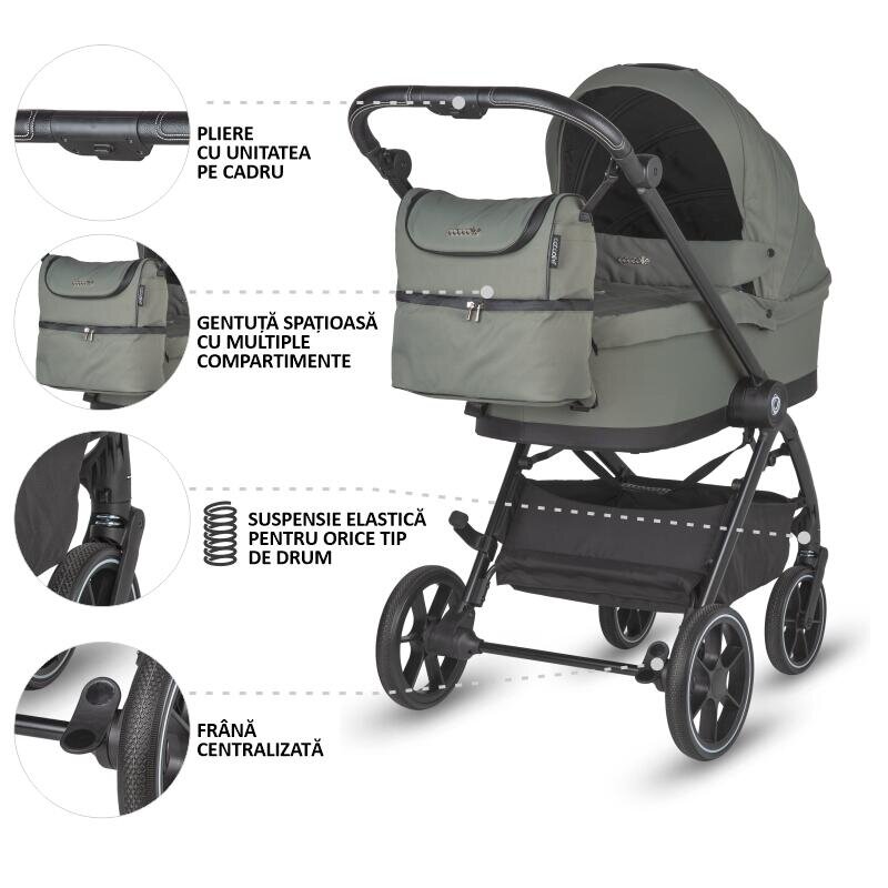 COCCOLLE Carucior modular 2 in 1 Serry Moss Green + Scoica auto iSize Knox Black