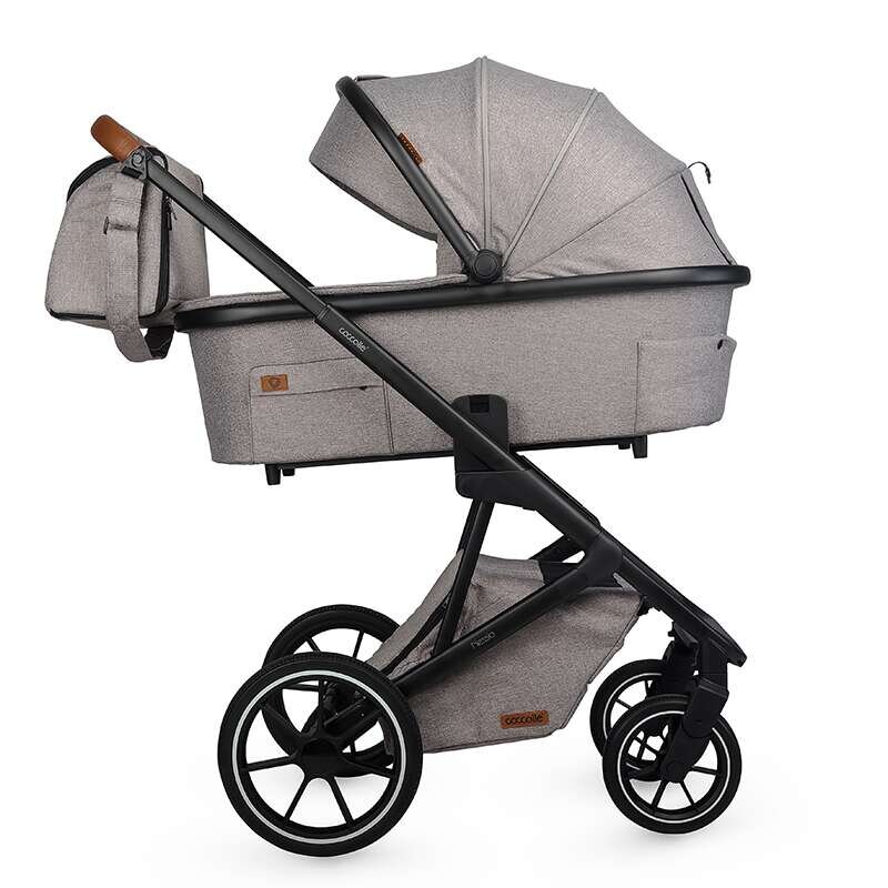 COCCOLLE Carucior modular 2in1 Nessia certificat EN1881-2-2018 pana la 22 kg Roti mari de cauciuc cu suspensie Piesa reversibila Landou cu saltea anti-reflux Copertina XXL cu protectie UV 50+ Maner telescopic Pliere com