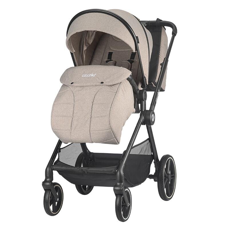 COCCOLLE Carucior modular 4 in 1 pentru copii Lissia Butternut Beige cu Scoica auto iSize Knox Black si Baza isofix iSize Knox
