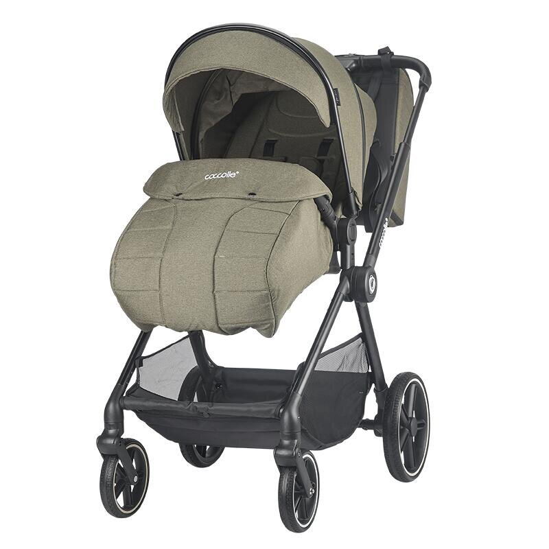 COCCOLLE Carucior modular 4 in 1 pentru copii Lissia Moss Green cu Scoica auto iSize Knox Black si Baza isofix iSize Knox