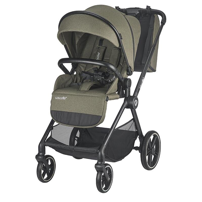 COCCOLLE Carucior modular 4 in 1 pentru copii Lissia Moss Green cu Scoica auto iSize Knox Black si Baza isofix iSize Knox