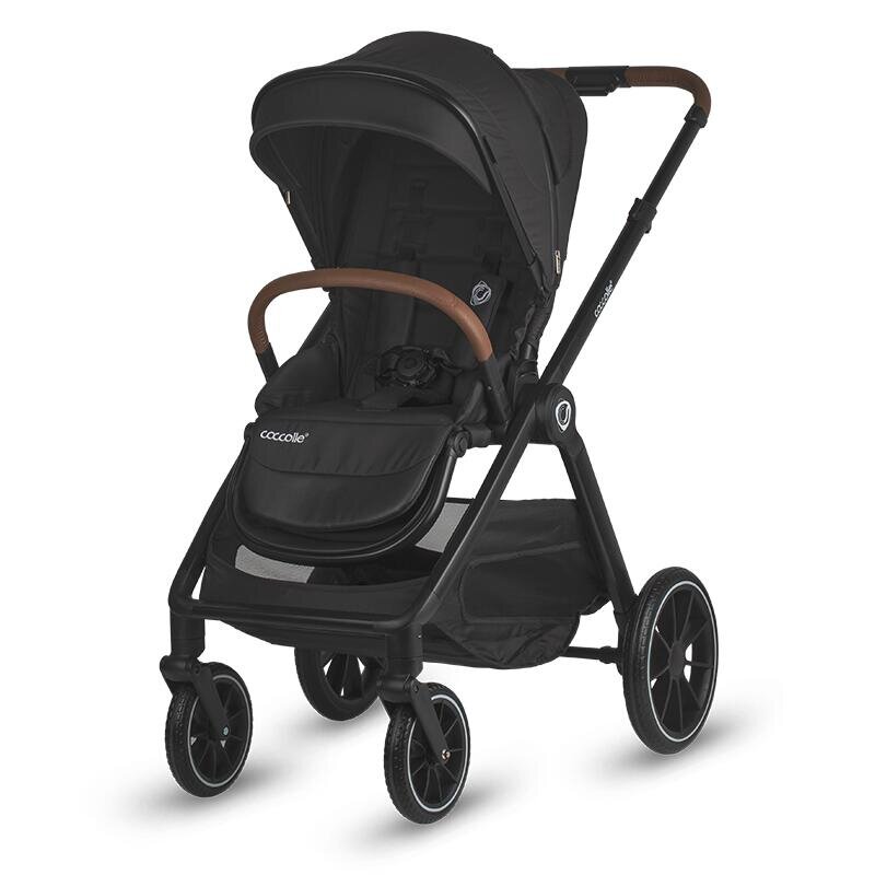 COCCOLLE Carucior pentru copii Aspen Jet Black modular 4 in 1 cu scoica auto iSize Knox Black si baza isofix iSize Knox