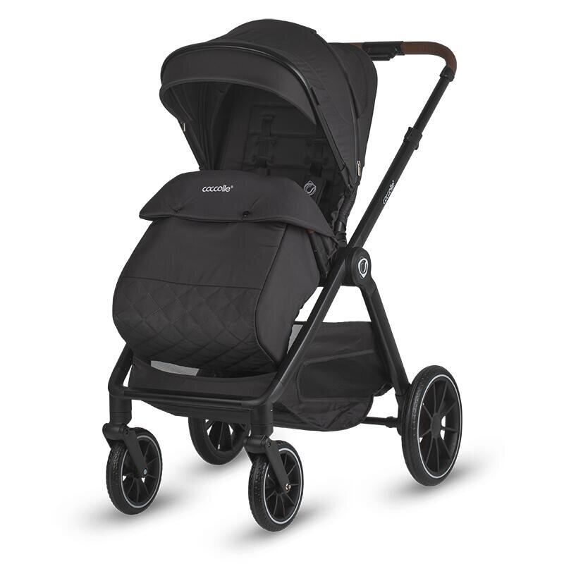 COCCOLLE Carucior pentru copii Aspen Jet Black modular 4 in 1 cu scoica auto iSize Knox Black si baza isofix iSize Knox