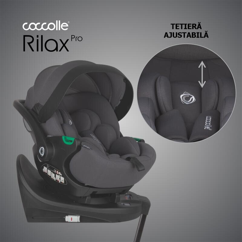 COCCOLLE Carucior pentru copii Lissia Anthracite modular 4 in 1 cu scoica auto iSize Rilax Greystone si baza isofix iSize Rilax