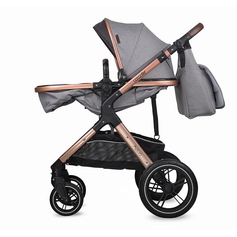 COCCOLLE Carucior pentru copii Melora Moonlit Grey 3 in 1 Transformabil Reversibil Cadru din aluminiu Pliere compacta Maner ajustabil Spatar reglabil si Accesorii incluse