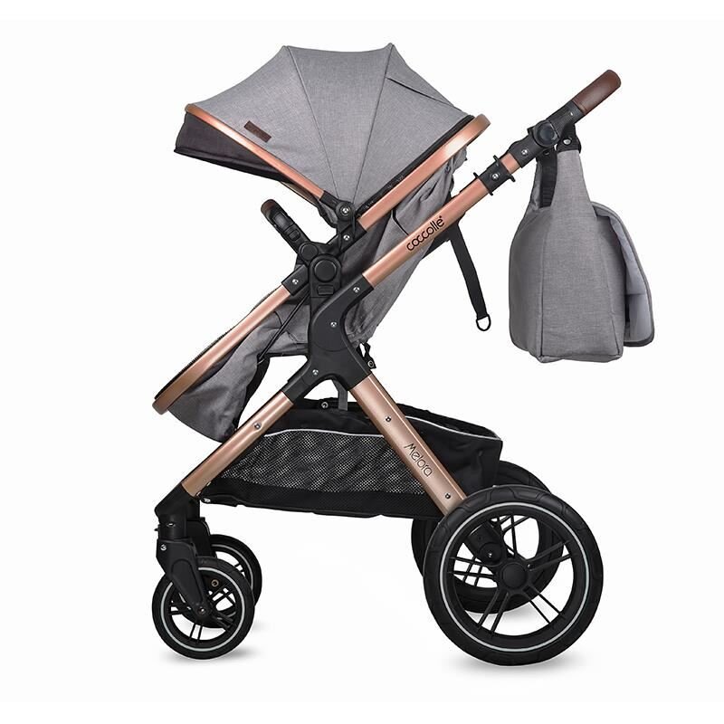 COCCOLLE Carucior pentru copii Melora Moonlit Grey 3 in 1 Transformabil Reversibil Cadru din aluminiu Pliere compacta Maner ajustabil Spatar reglabil si Accesorii incluse