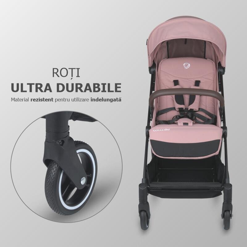 COCCOLLE Carucior sport autofold Melia Blush Rose cadru aluminiu anodizat Copertina XXL cu protectie UV 50+ pozitie verticala dupa pliere certificat pana la 22 kg