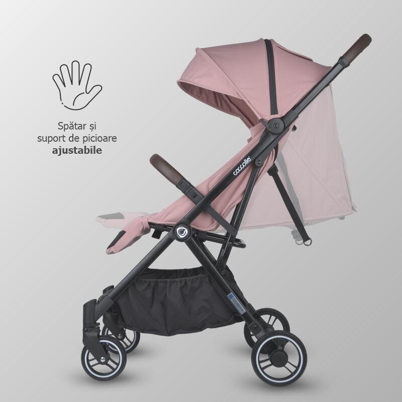 COCCOLLE Carucior sport autofold Melia Blush Rose cadru aluminiu anodizat Copertina XXL cu protectie UV 50+ pozitie verticala dupa pliere certificat pana la 22 kg