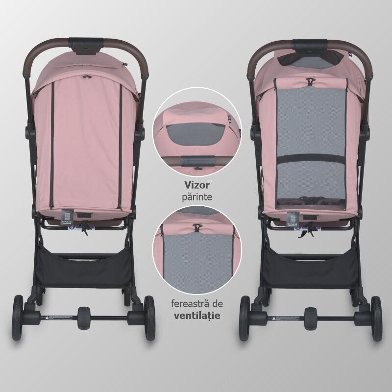COCCOLLE Carucior sport autofold Melia Blush Rose cadru aluminiu anodizat Copertina XXL cu protectie UV 50+ pozitie verticala dupa pliere certificat pana la 22 kg