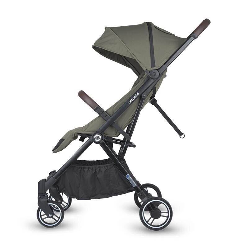COCCOLLE Carucior sport autofold Melia Sage Shadow cadru aluminiu anodizat copertina XXL cu protectie UV 50+ pozitie verticala dupa pliere certificat pana la 22 kg