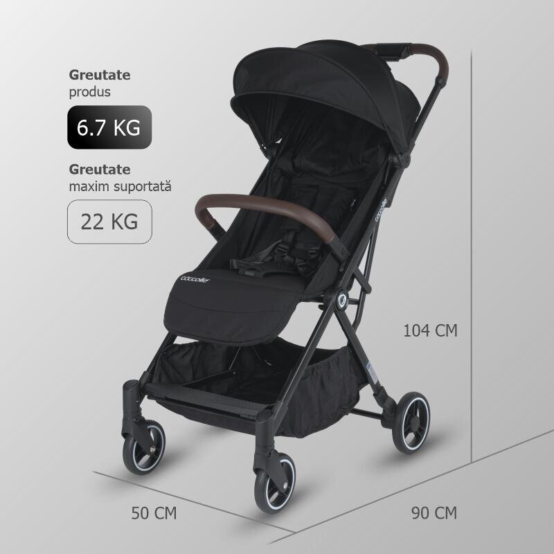 COCCOLLE Carucior sport autofold Melia Sage Shadow cadru aluminiu anodizat copertina XXL cu protectie UV 50+ pozitie verticala dupa pliere certificat pana la 22 kg