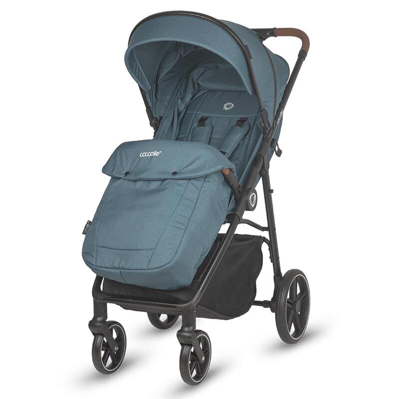 COCCOLLE Carucior sport Finley cu pliere automata pozitie de somn roti detasabile spatar reglabil centura de siguranta in 5 puncte extensibila cu ventilatie husa picioruse sarcina maxima 22 kg Ocean Blue