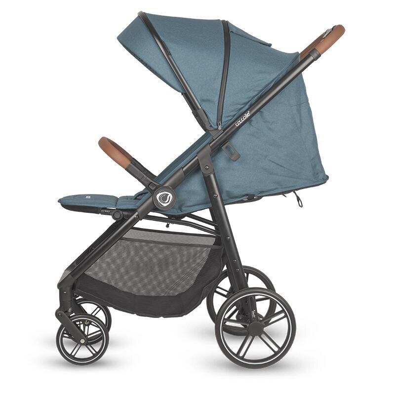 COCCOLLE Carucior sport Finley cu pliere automata pozitie de somn roti detasabile spatar reglabil centura de siguranta in 5 puncte extensibila cu ventilatie husa picioruse sarcina maxima 22 kg Ocean Blue