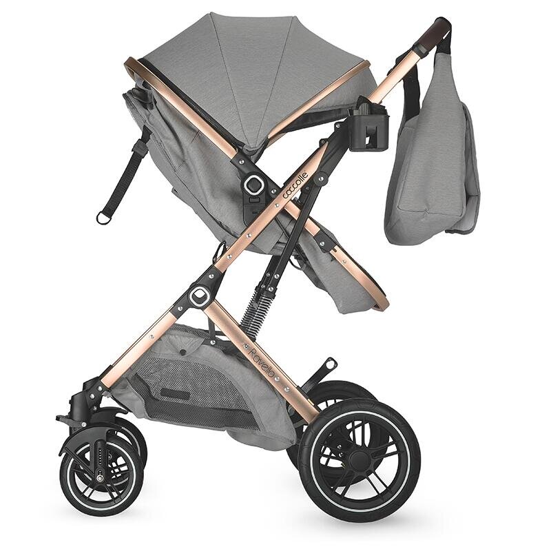COCCOLLE Carucior ultracompact 3in1 Ravello cu scoica iSize si landou transformabil Piesa reversibila Cadru aluminiu anodizat Copertina cu protectie UV Roti aliaj PU fara pana Geanta Husa ploaie Plasa insecte Suport b
