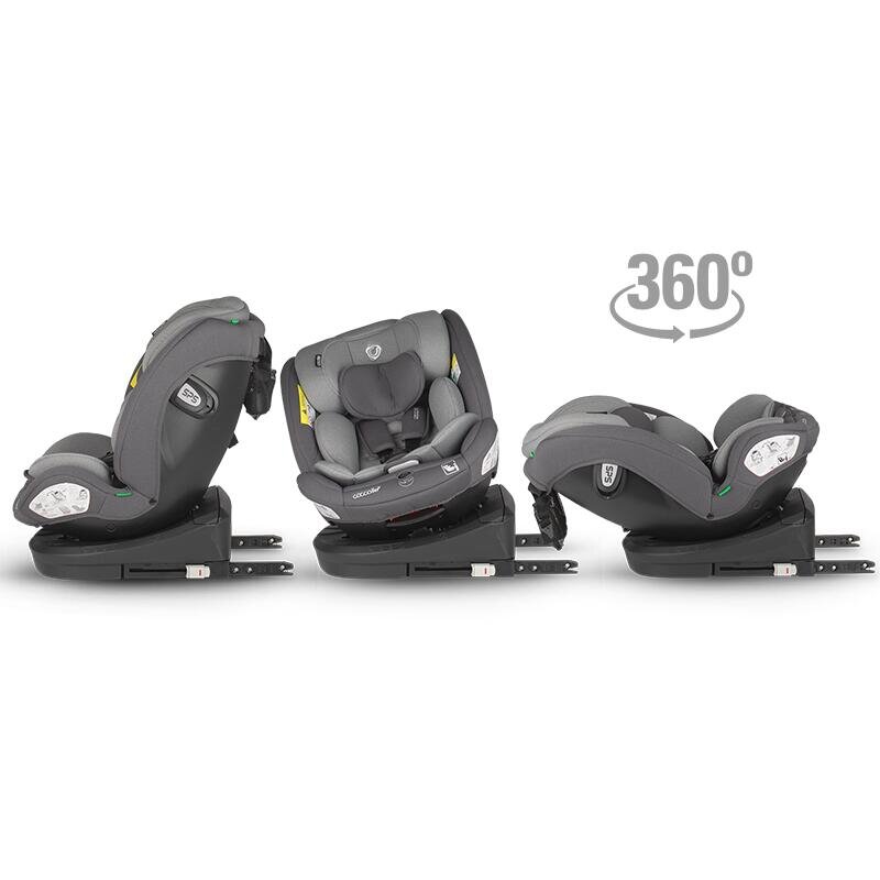 COCCOLLE Scaun auto cu Isofix Nyota Diamond Black 40-150 cm i-Size 4 pozitii inclinare Rotire 360 cu o singura mana Tetiera reglabila Husa detasabila Sistem antibasculare Top Tether Pozitie somn 0-12 ani