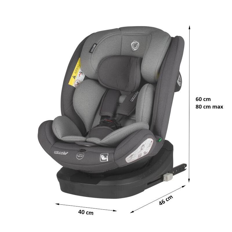 COCCOLLE Scaun auto cu Isofix Nyota Diamond Black 40-150 cm i-Size 4 pozitii inclinare Rotire 360 cu o singura mana Tetiera reglabila Husa detasabila Sistem antibasculare Top Tether Pozitie somn 0-12 ani