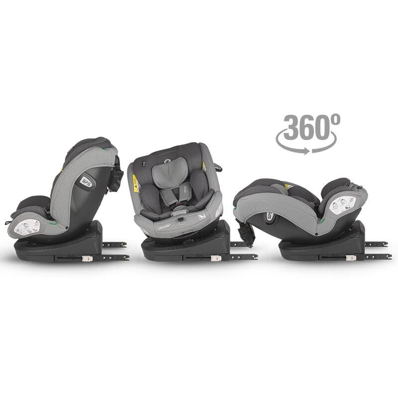 COCCOLLE Scaun auto cu Isofix Nyota Moonlit Grey 40-150 cm i-Size 4 pozitii inclinare Rotire 360 cu o singura mana Tetiera reglabila Husa detasabila Sistem antibasculare Top Tether Pozitie somn 0-12 ani