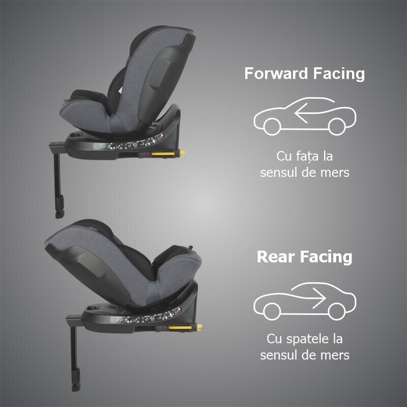 COCCOLLE Scaun auto iSize 40-150 cm Ario Anthracite cu sistem isofix picior de fixare rotatie 360