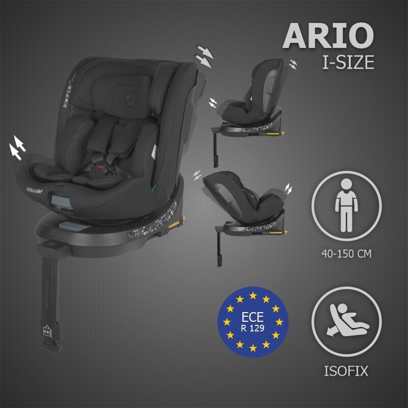 COCCOLLE Scaun auto iSize 40-150 cm Ario Midnight Black cu sistem isofix picior de fixare rotatie 360