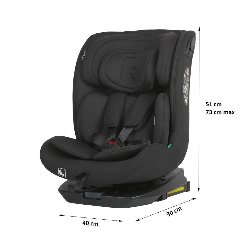 COCCOLLE Scaun auto iSize 40-150 cm Nobi Diamond Black cu Isofix pozitie somn Tetiera reglabila Rotativ Insert nou nascut