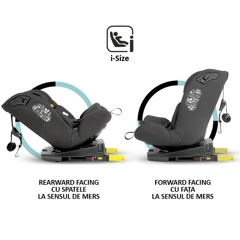 COCCOLLE Scaun auto iSize 40-150 cm Nobi Diamond Black cu Isofix pozitie somn Tetiera reglabila Rotativ Insert nou nascut
