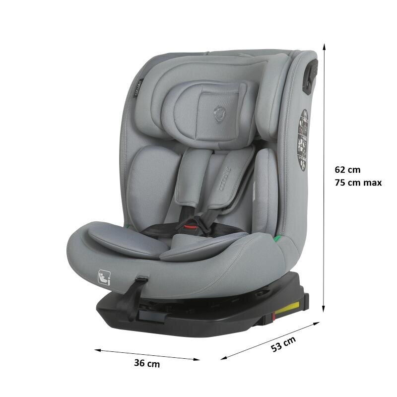 COCCOLLE Scaun auto iSize 40-150 cm Nobi Misty Grey cu Isofix pozitie somn Tetiera reglabila Rotativ Insert nou nascut