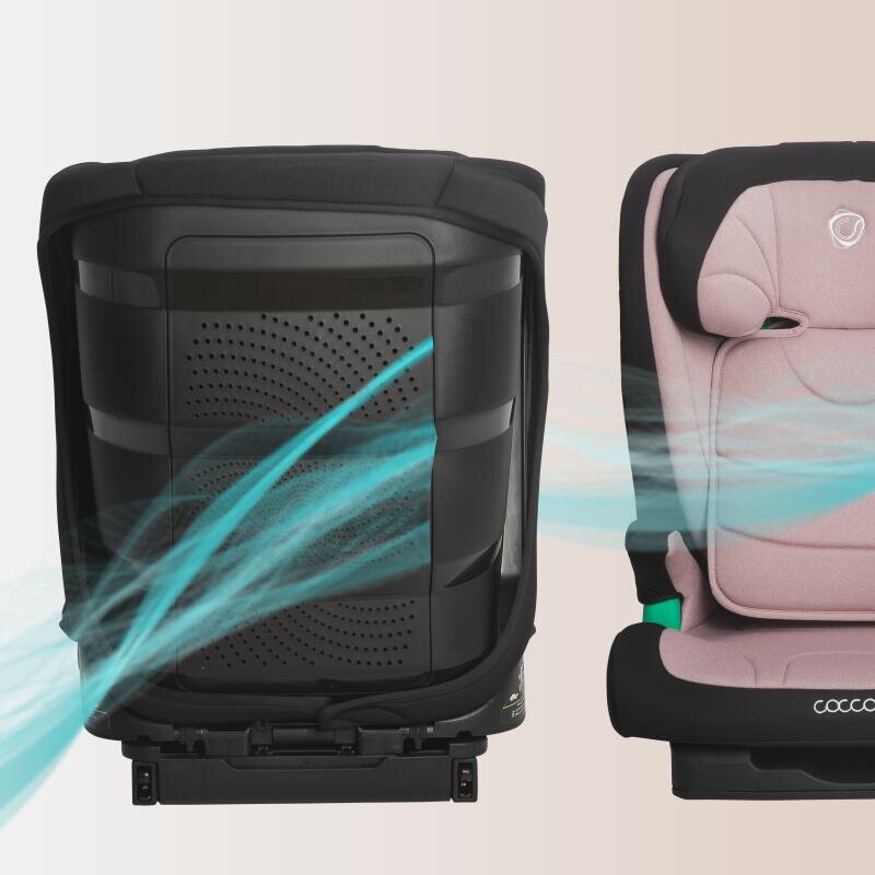 COCCOLLE Scaun auto iSize Isofix Eris 100-150 cm Tetiera si spatar reglabile Pozitie somn junior Cotiere confortabile Omologat R129 Bare isofix reglabile Dessert Rose