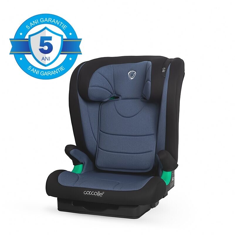 COCCOLLE Scaun auto iSize Isofix Eris 100-150 cm Tetiera si spatar reglabile Pozitie somn junior Cotiere confortabile Omologat R129 Bare isofix reglabile Rock Blue