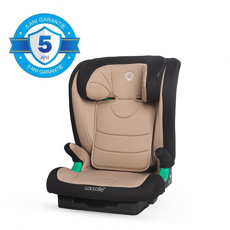 COCCOLLE Scaun auto iSize Isofix Eris 100-150 cm Tetiera si spatar reglabile Pozitie somn junior Cotiere confortabile Omologat R129 Bare isofix reglabile Sand Beige