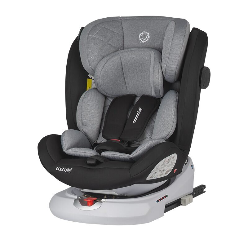 COCCOLLE Scaun auto rotativ cu isofix Lyra Greystone I-size 40-150 cm 0-12 ani omologat R129 Top Tether Pozitie somn Protectie impact lateral