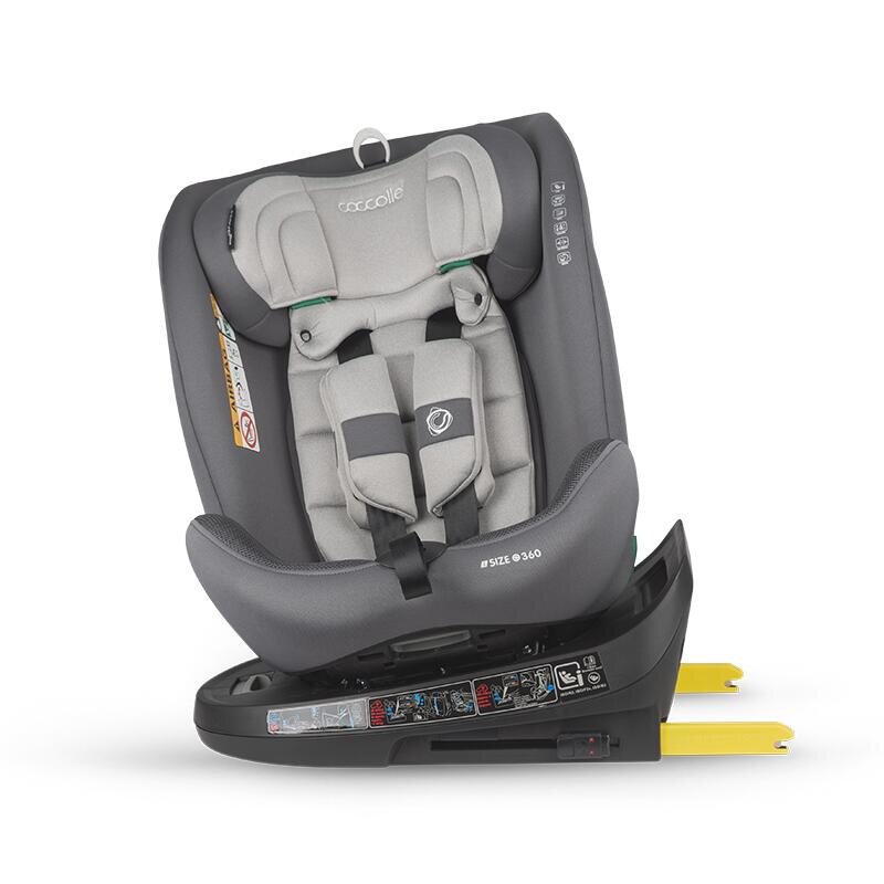 COCCOLLE Scaun auto rotativ cu Isofix Nova iSize 40-150 cm 0-12 ani omologat R129 Top Tether Insert nou nascut Tetiera reglabila Protectie impact lateral Pozitie de somn Moonlit Grey