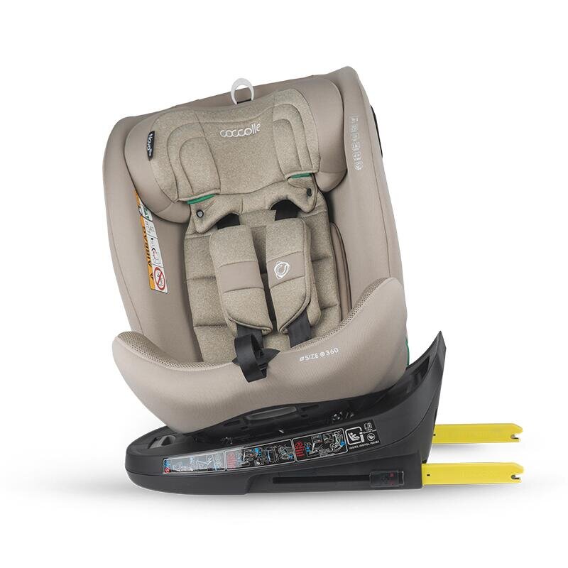COCCOLLE Scaun auto rotativ cu Isofix Nova iSize 40-150 cm 0-12 ani omologat R129 Top Tether Insert nou nascut Tetiera reglabila Protectie impact lateral Pozitie de somn Sand Beige