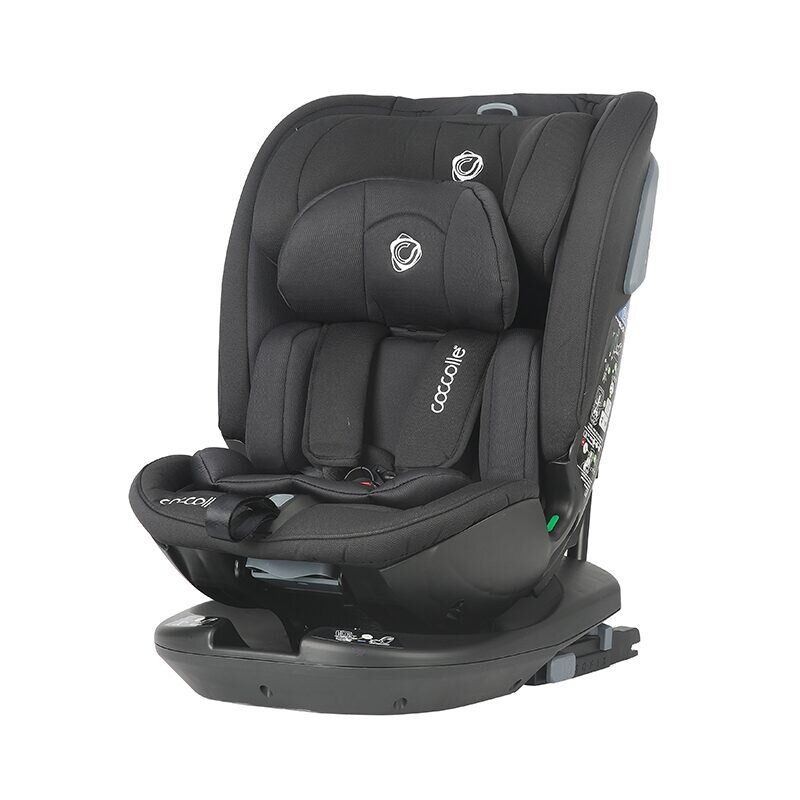 COCCOLLE Scaun auto rotativ iSize Velsa Jet Black cu isofix top-tether protectie la impact lateral reglabil