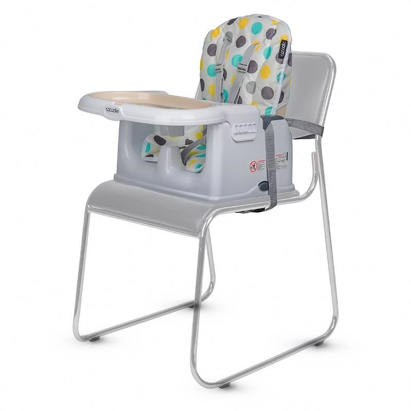 COCCOLLE Scaun de luat masa 2in1 pentru copii Ziti multifunctional Cu functie de inaltator Centuri in 5 puncte Spatar reglabil in 2 pozitii Tavita reglabila in 3 pozitii Dispozitiv anti-alunecare sub tavita pana la 15 k