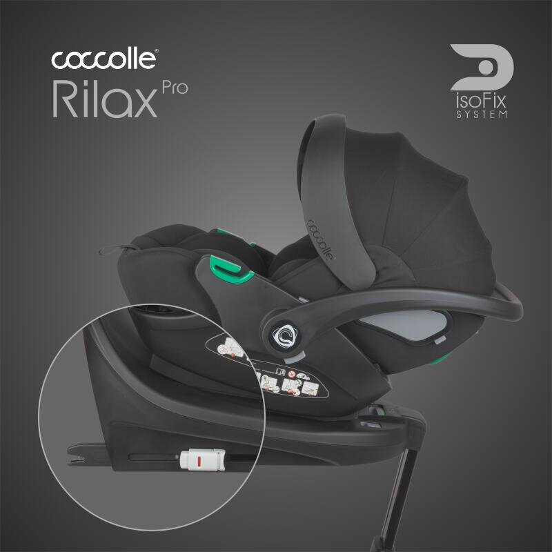 COCCOLLE Scoica auto iSize Rilax Black cu baza isofix rotativa 360 tetiera reglabila