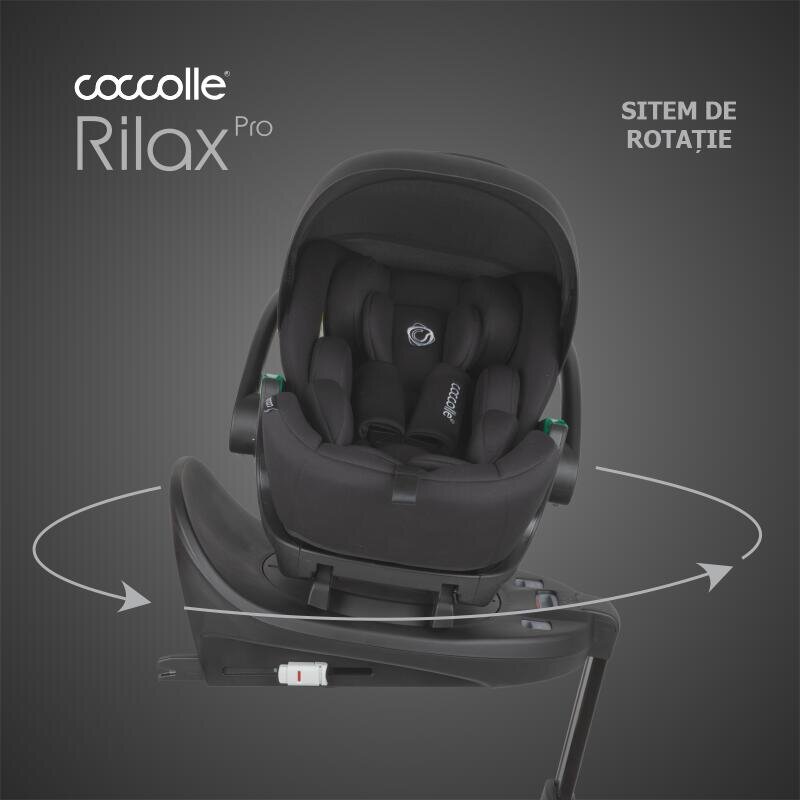 COCCOLLE Scoica auto iSize Rilax Black cu baza isofix rotativa 360 tetiera reglabila