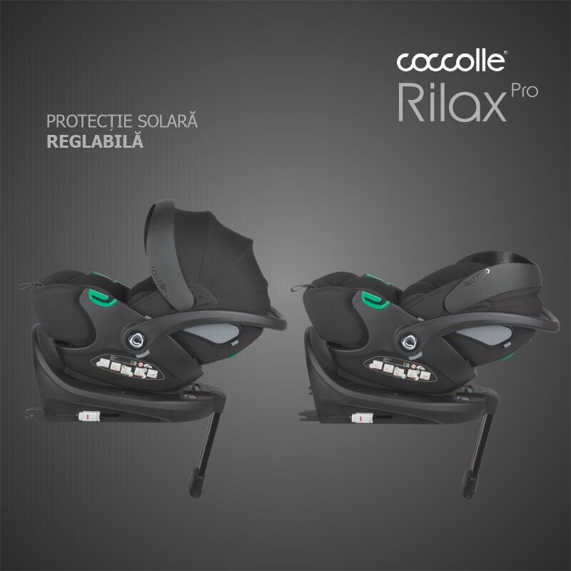 COCCOLLE Scoica auto iSize Rilax Black cu baza isofix rotativa 360 tetiera reglabila