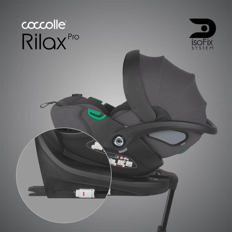 COCCOLLE Scoica auto iSize Rilax Greystone cu baza isofix rotativa 360 tetiera reglabila