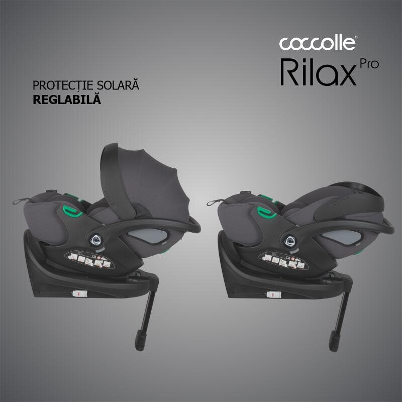 COCCOLLE Scoica auto iSize Rilax Greystone cu baza isofix rotativa 360 tetiera reglabila