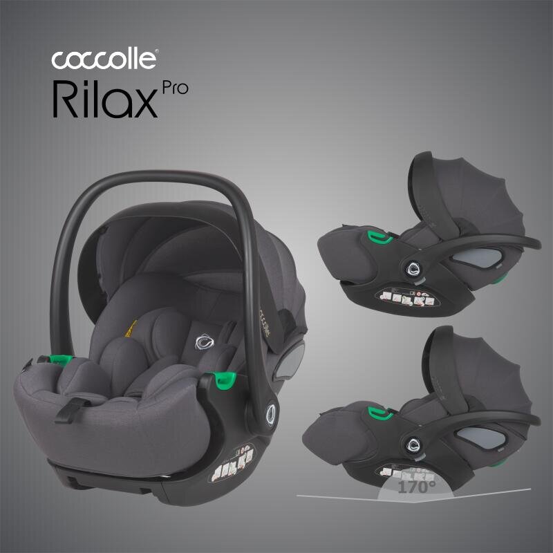 COCCOLLE Scoica auto iSize Rilax Greystone cu baza isofix rotativa 360 tetiera reglabila