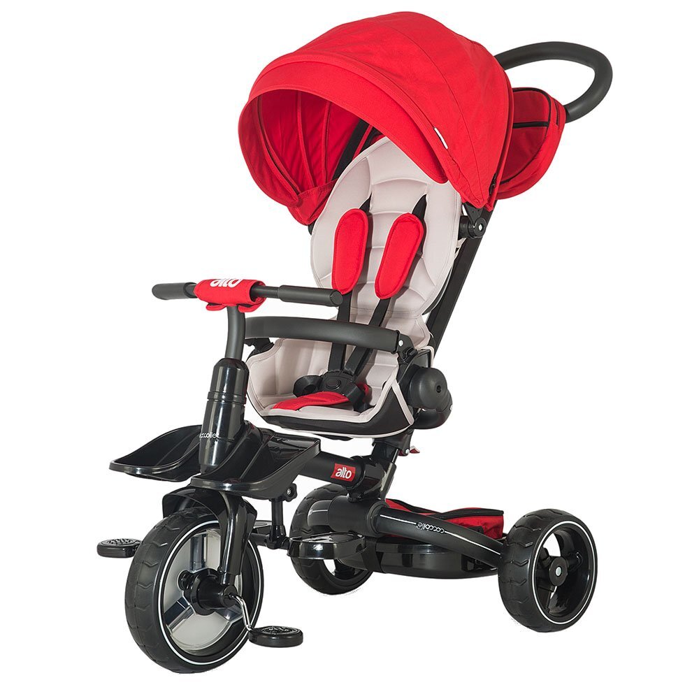 COCCOLLE Tricicleta pentru copii Alto Red multifunctionala pliabila cu spatar ajustabil in doua pozitii roti Eva si greutate maxima admisa 25 kg