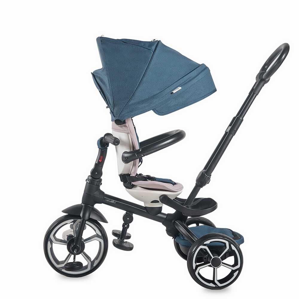 COCCOLLE Tricicleta pentru copii Modi+ Albastru multifunctionala spatar cu pozitie de somn sezut reversibil suport pentru picioare ghidon rabatabil