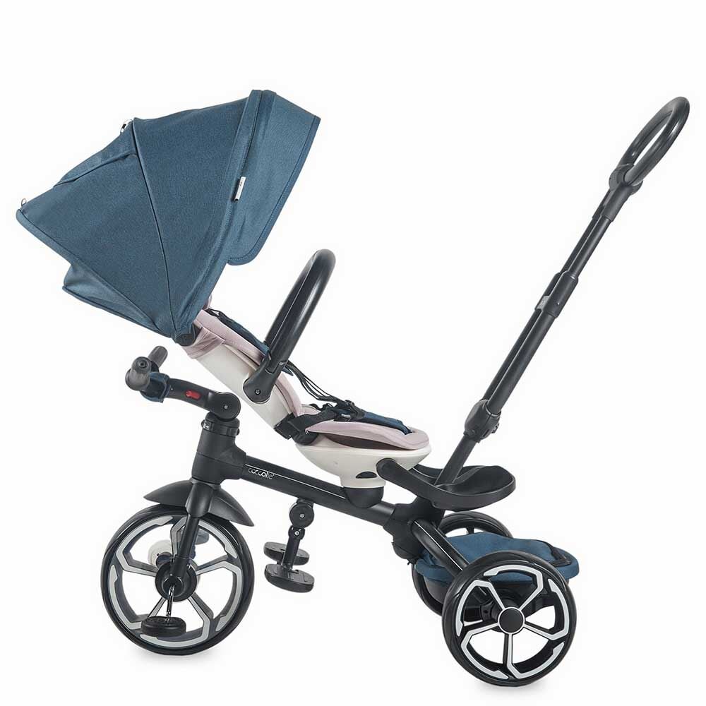 COCCOLLE Tricicleta pentru copii Modi+ Albastru multifunctionala spatar cu pozitie de somn sezut reversibil suport pentru picioare ghidon rabatabil