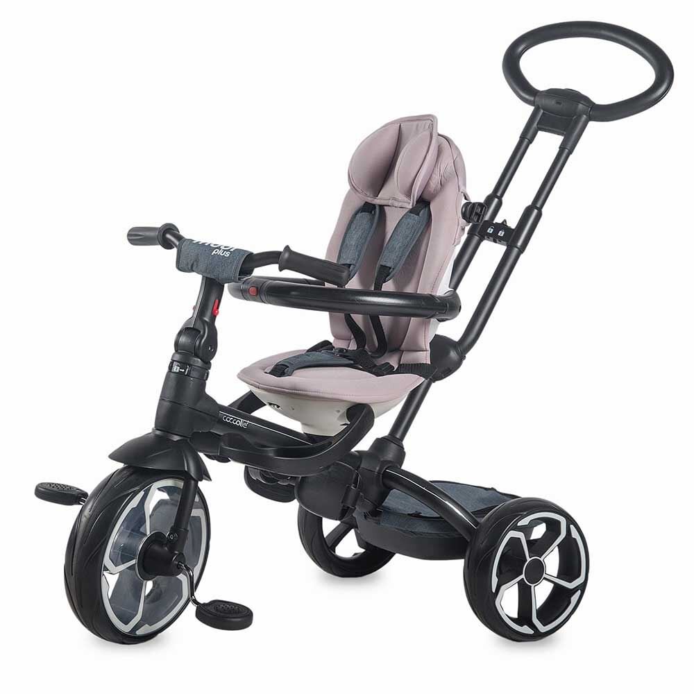 COCCOLLE Tricicleta pentru copii Modi+ Albastru multifunctionala spatar cu pozitie de somn sezut reversibil suport pentru picioare ghidon rabatabil