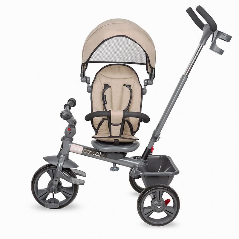 COCCOLLE Tricicleta pentru copii Primo Lunar rock multifunctionala cu sezut reversibil cu suport de picioare roti din spuma Eva copertina cu protectie UV si suport de pahar