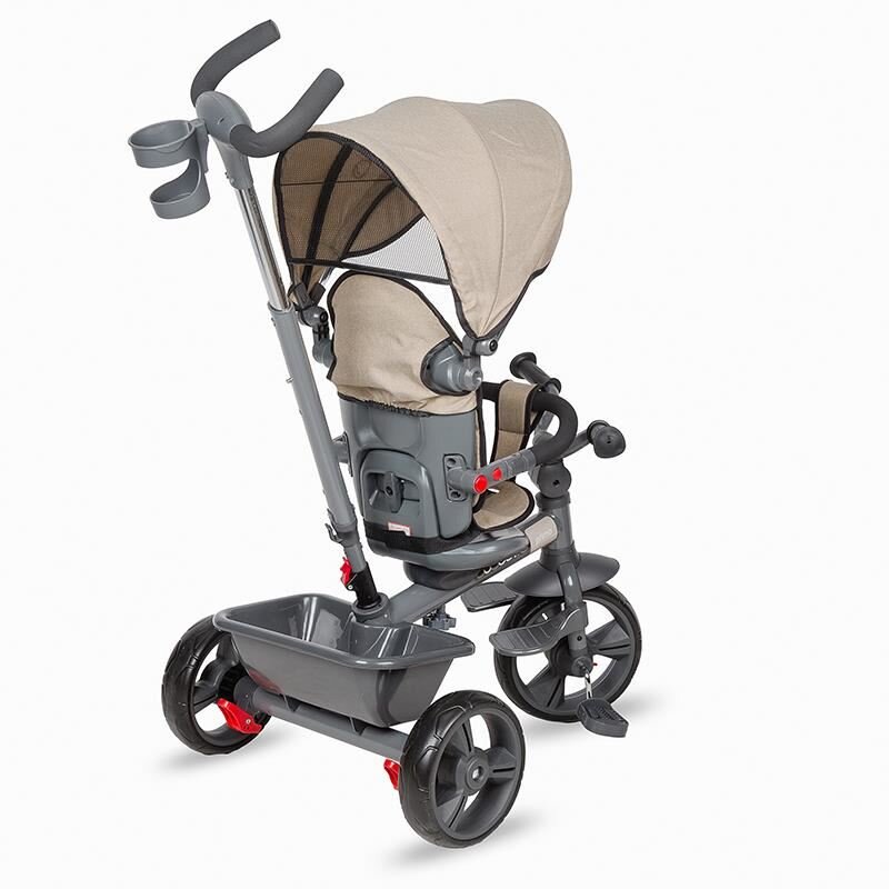 COCCOLLE Tricicleta pentru copii Primo Lunar rock multifunctionala cu sezut reversibil cu suport de picioare roti din spuma Eva copertina cu protectie UV si suport de pahar